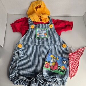 Hopscotch Vintage Kids Baby Railroad Fix-It Team Striped Overalls Set 0-6 Months